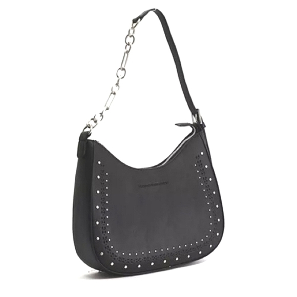 French Connection Handbags - FRENCH CONNECTION  Elena Moon Shape Shoulder Bag Black NWT
